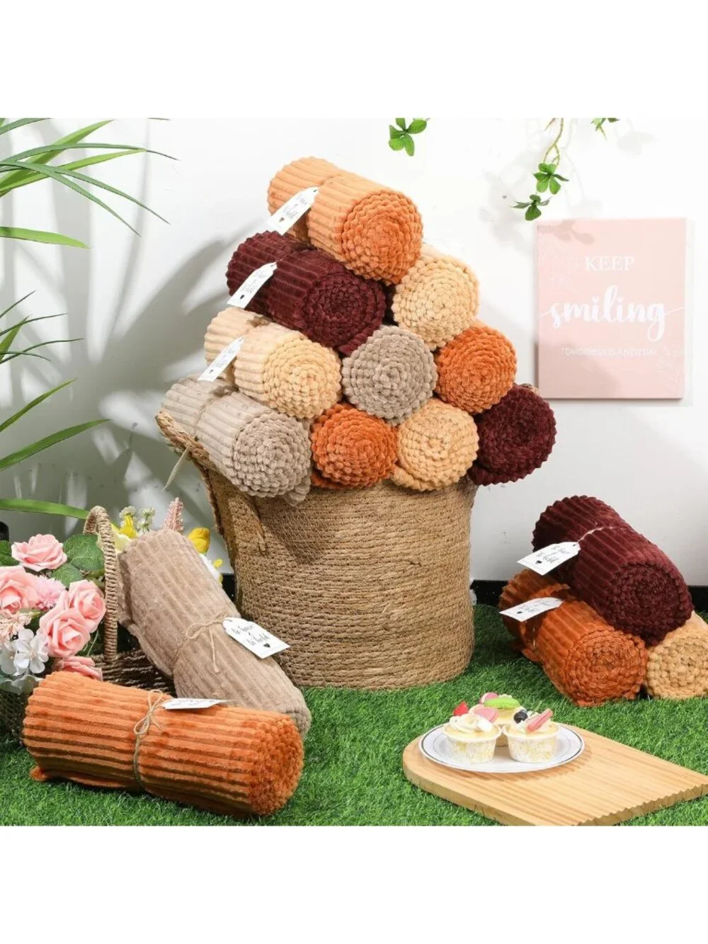 12 Pcs Soft Terracotta Throw Blankets 50x60